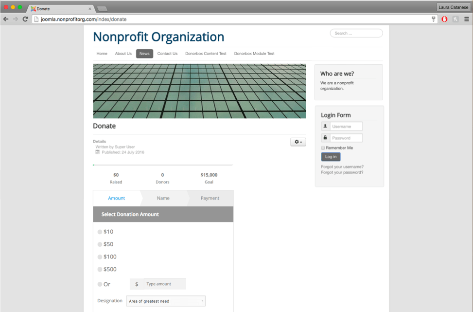 donation form joomla
