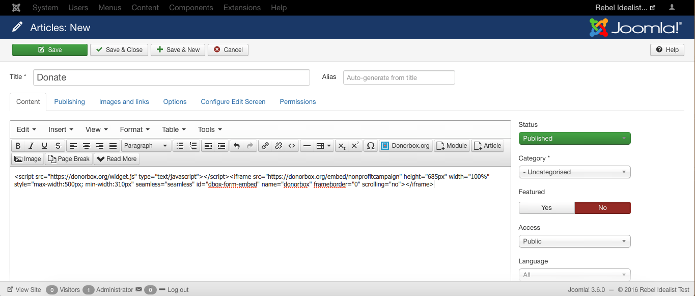 make donations on joomla