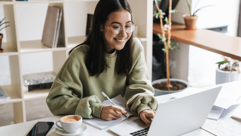 Woman sitting at her computer.