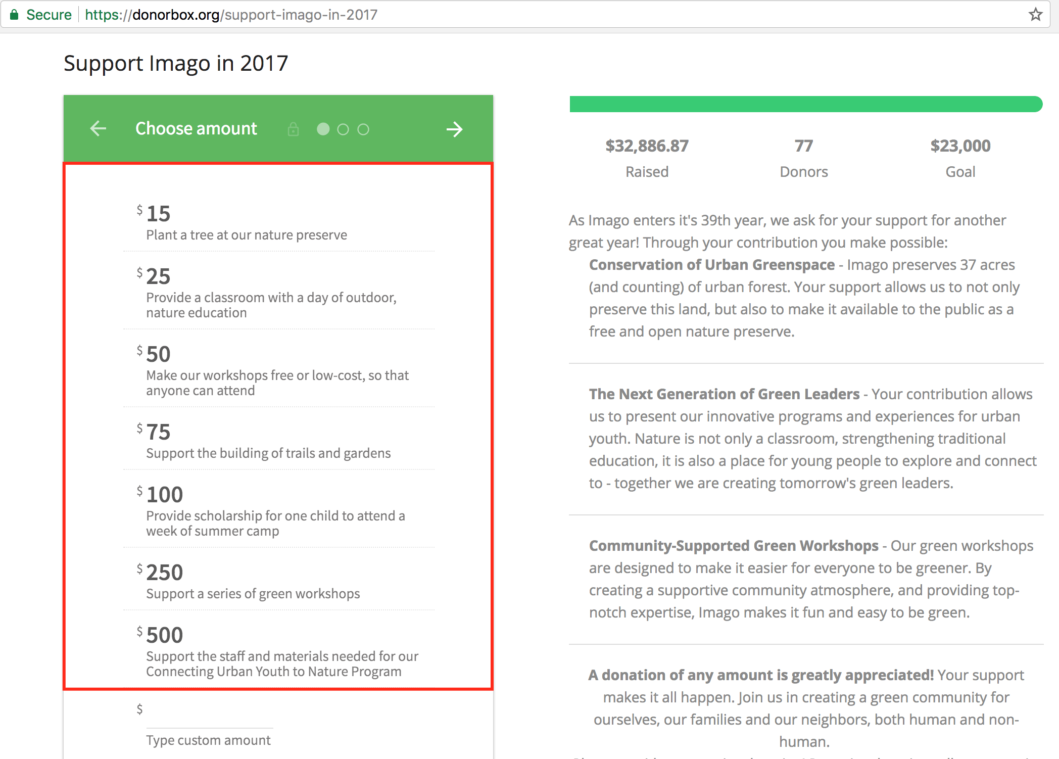 Great donation pages
