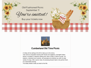 Screenshot of the Cumberland Community Events Center's Donorbox Events page 1