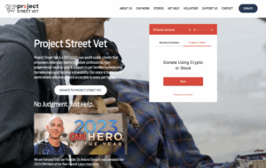 Screenshot of Project Street Vet's Donorbox Form with Stock Donations enabled