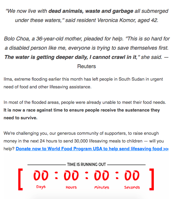 sense of urgency in fundraising appeal