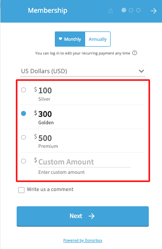 Customizable forms at Donorbox software