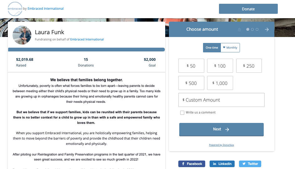 peer to peer donation example