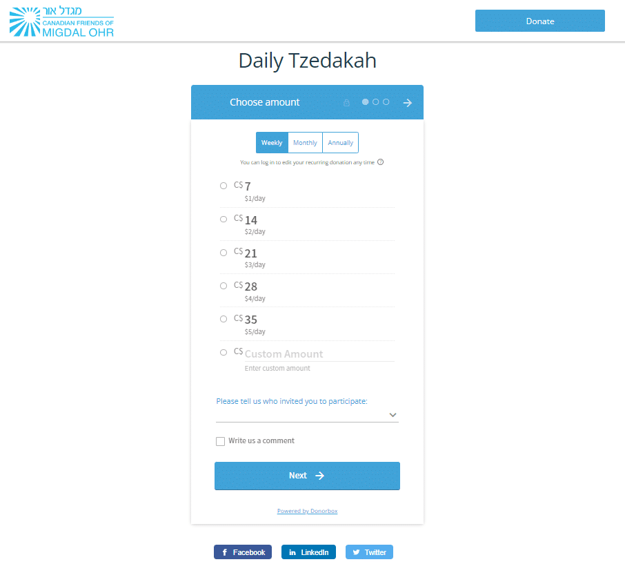 Tzedakah fundraising