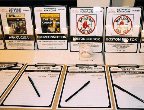 silent auction table setup