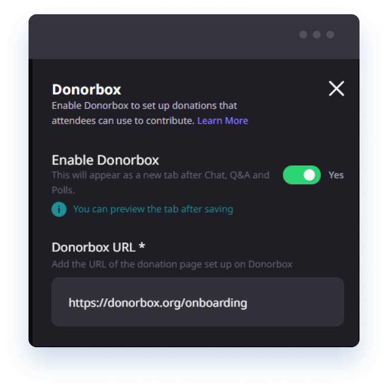 Enable the Donorbox Integration Enable the Donorbox Integration