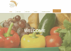 Screenshot of Between Friends Food Bank's Homepage