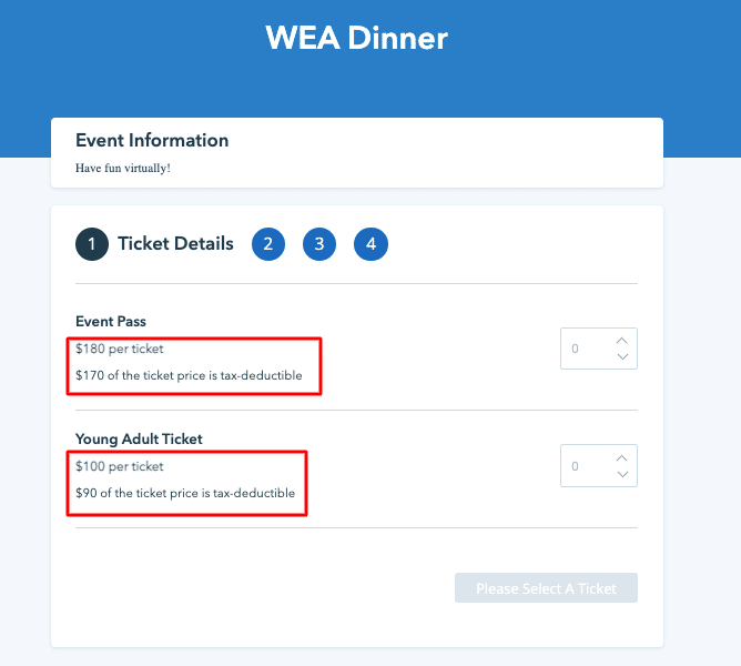 fundraising event ticket sales