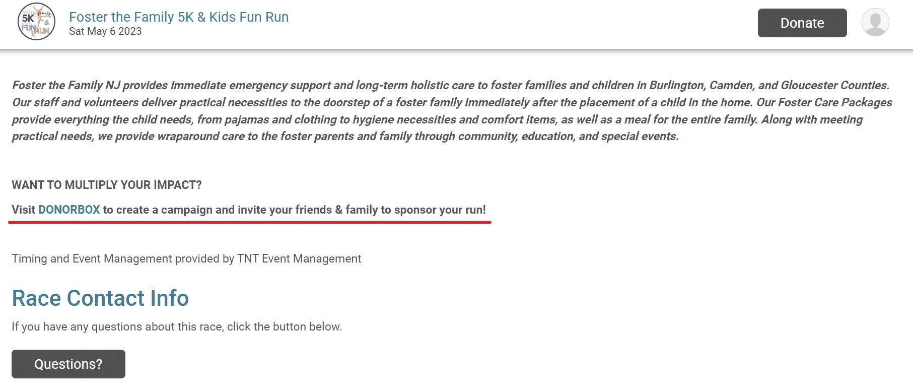 fun run fundraising example